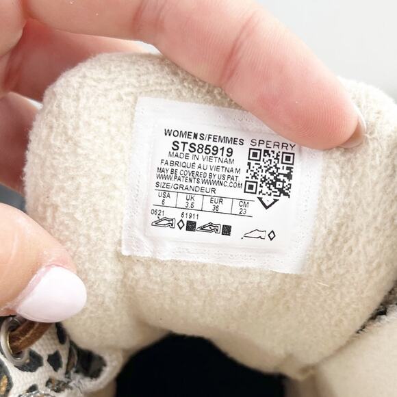 Sperry Lace Up Saltwater Rain Boots Ankle Booties Rubber Leopard 6 - Picture 3 of 9